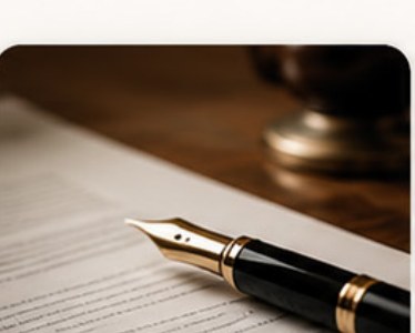 Pluma sobre un documento representando poderes notariales